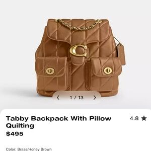 Coach Tan Quilted Backpack with Gold Hardware